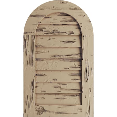 Timberthane Pecky Cypress Round Top Faux Wood Non-Functional Gable Vent, Primed Tan, 22W X 36H